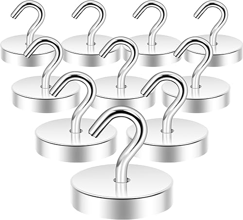 Miniatura 51 de Neosmuk - Ganchos magnéticos, elementos esenciales para cruceros, ganchos magnéticos resistentes de 40 libras+ para cabinas de crucero, plateado