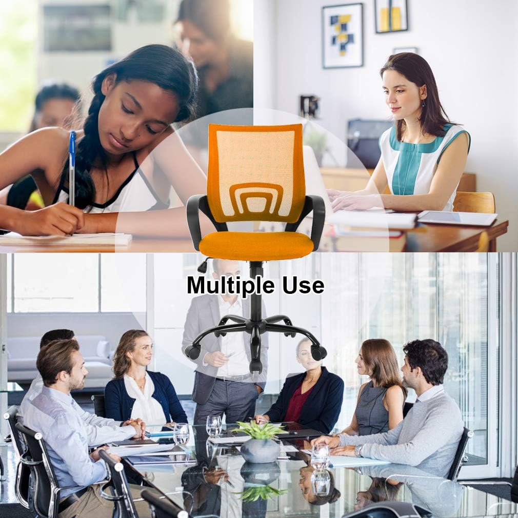 BestOffice Office Chair Desk Chair Mesh Computer Chair with Lumbar Support Comfortable Mid Back Chair Orange