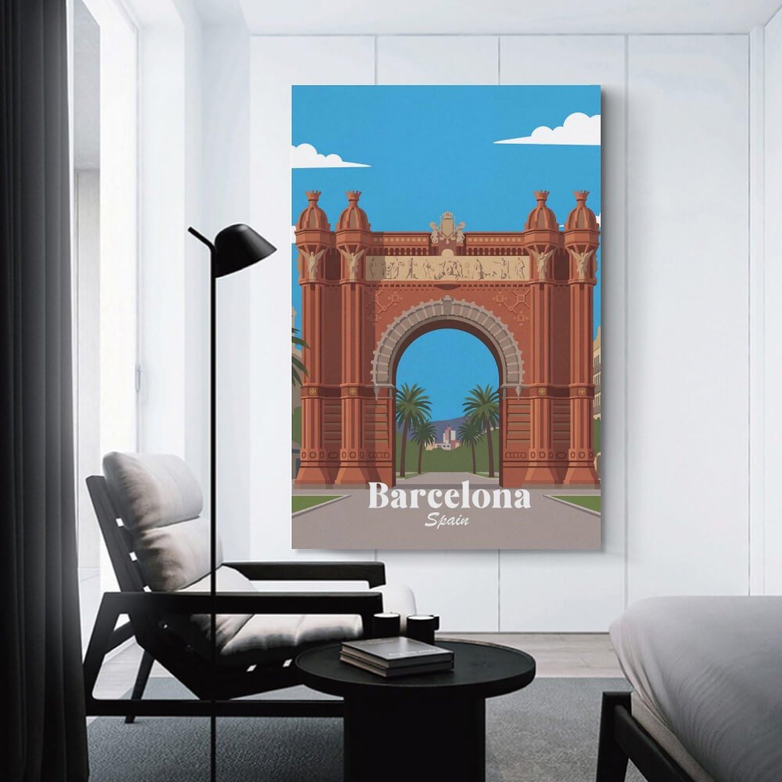 Junmoney Unframe-Style-21 Arc De Triomf Barcelona Home Decor Wall Art 24X36inch(60X90cm), For Bedroom, Guest Room Or Reading Nook, Decorative Wall Art For Cosy Rooms