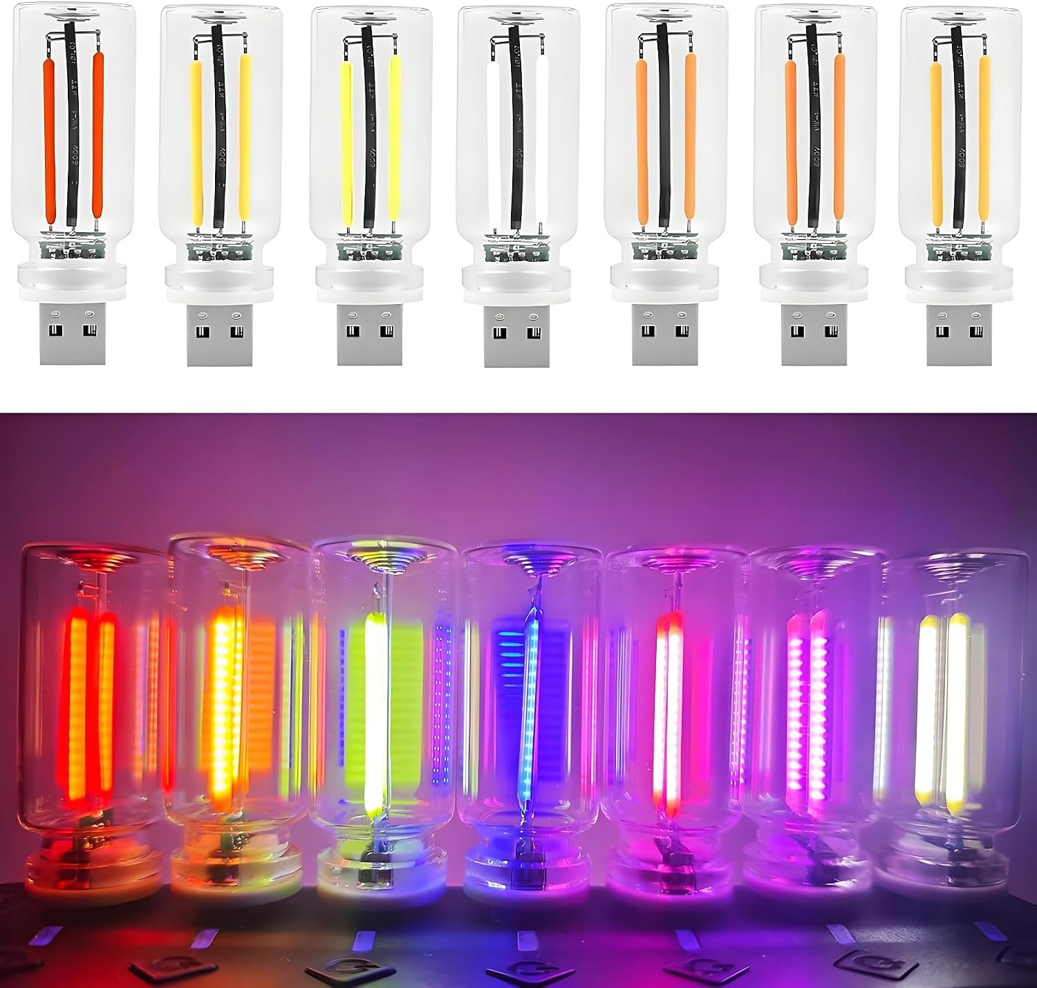 Innovative USB Touch Control LED Night Light - Retro Glass Bottle Ambient Lamp for Car, Bedroom, and Hallway, Dimmable Multi-Color Mini Light for Romantic DIY Mini Decor (7-Color)