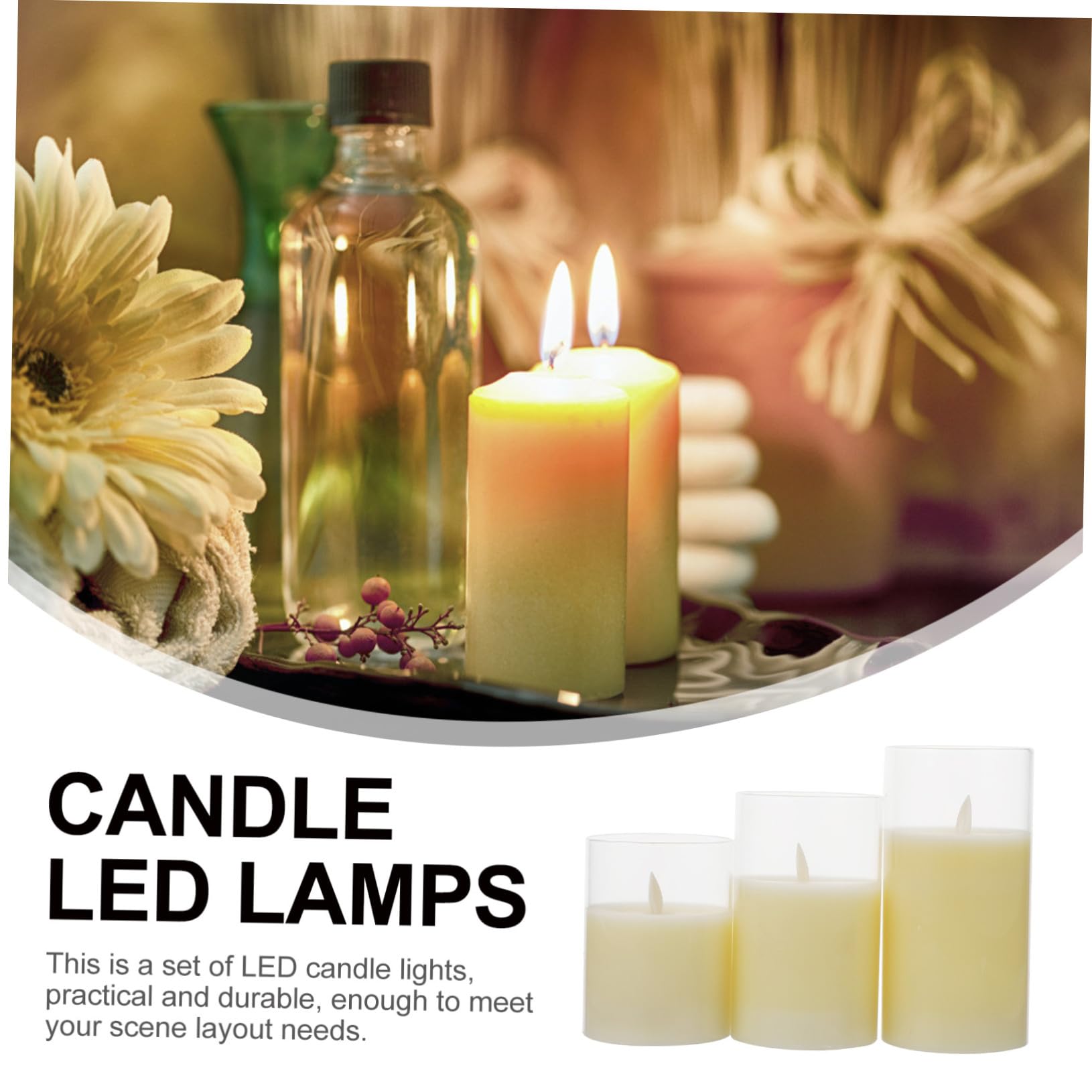 POPETPOP Lampade a Candela LED senza Fiamma a Batteria con Telecomando, Candele Finte Tremolanti per Decorazioni Interni, Set da 3 Pezzi per Atmosfera Rilassante in Casa e Ristorante