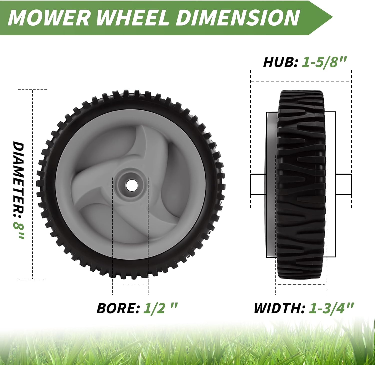 583719501 Front Drive Wheels 8 X 1.75 Inch for Craftsman Walk Behind Mowers 532403111 194231x427 194231x460