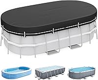 Vista 10 de LXKCKJ Cubierta redonda de 21 pies para piscina, cubiertas de invierno para piscina sobre el suelo, protector de piscina de invierno con diseño