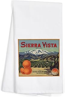 Lantern Press Sierra Vista Brand, Riverside, California, Citrus Crate Label (100% Cotton Tea Towel, Decorative Hand Towel, for Kitchen and Home)