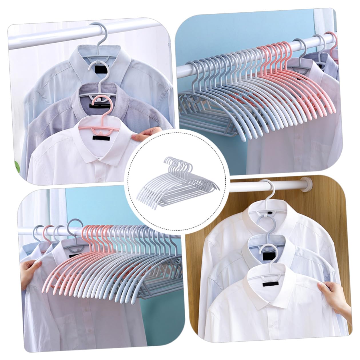 10 pezzi Grucce Bianche Antiscivolo per Abiti Ampie e Sagomate per Armadi e Guardaroba Design Salvaspazio con Spalle Contornate e Tacche Antiscivolo per Vestiti e Canottiere