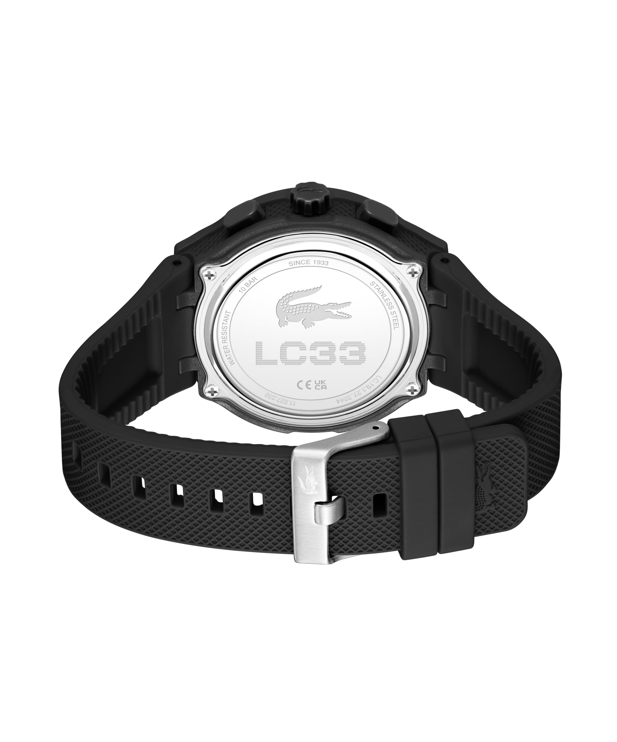 Lacoste LC33 Men's Analog and Digital Movement Watch, Silicone Strap, Water Resistant Up to 10ATM/100 Meters - Contemporary, Sporty - Premium Fashion Timepiece - Gift for Him - 45mm