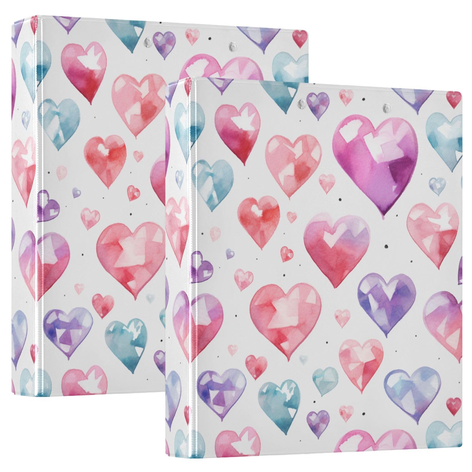 Gem Love - Raccoglitore a 3 anelli, 3,8 cm, rotondo, contiene 200 fogli con 3 tasche interne in PVC trasparente, per scuola e ufficio