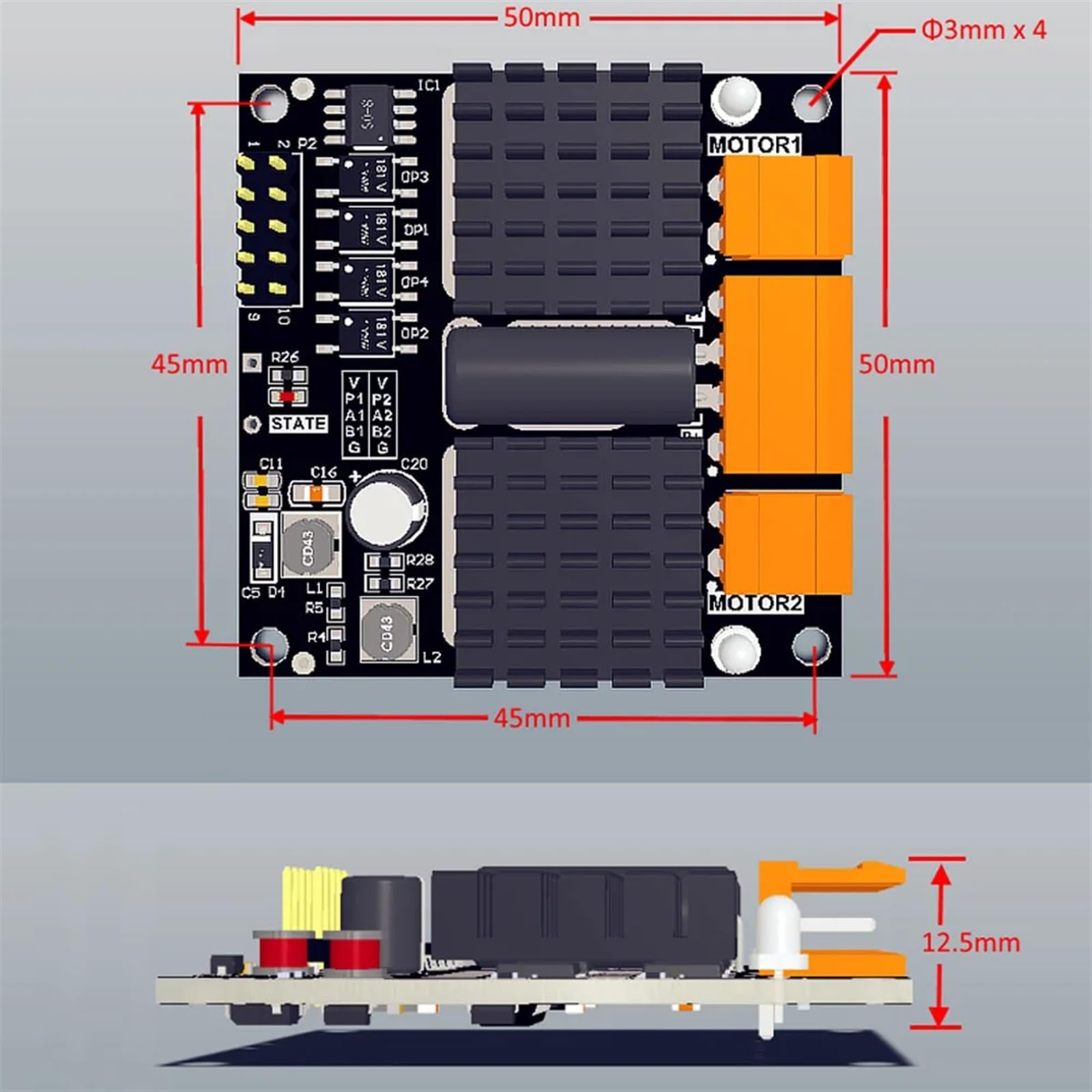 Módulo de accionamiento de Motor CC de doble canal, puente H, placa de control for Motor, velocidad del Motor, controlador de rotación inversa hacia adelante, más de L298N