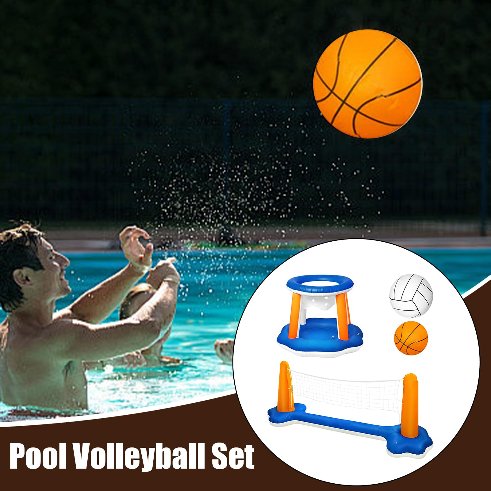 Générique Ensemble De Jeux De Volley-Ball pour Piscine, Filet De Volley-Ball Aquatique, De Natation, Filet De Basket Ou Activités Sportives en Plein Air, Jeux De Plage pour Adultes Et