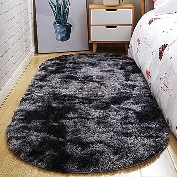 Oval Thick Carpet for Living Room Plush Bedroom Area Rugs Long Shaggy Fuzzy Floor Mat Soft Beside Rug Fashion Home Decor