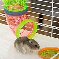 Vista 6 de Gran mansión de 5 pisos en azul para hámsteres, hogar con casa de escondite, plataforma sólida segura para patas, rueda de ejercicio para correr