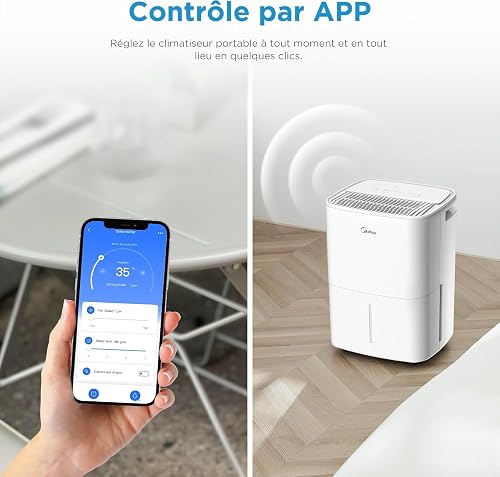 MIDEA Deumidificatore di umidità silenzioso 12 L con App Control fino a 35 m2 - Deumificatori per umidità in camera con serbatoio rimovibile - Deumidificatore elettrico piccolo a basso consumo - 6