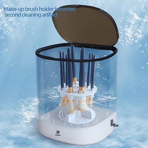 Miniatura 6 de TOPINCN Máquina limpiadora de brochas de maquillaje eléctrica Cepillos de maquillaje recargable portátil automático suministros cosméticos limpiador