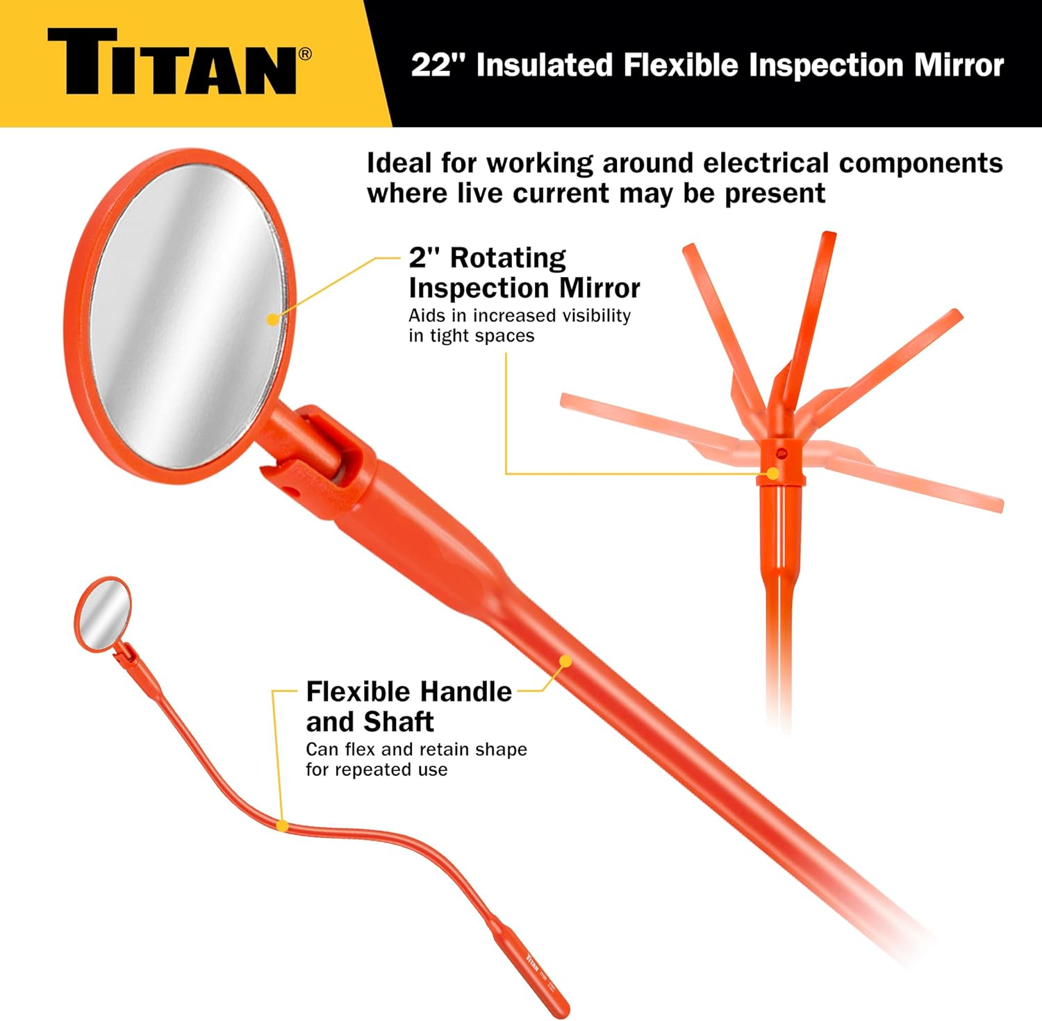 Titan 71101 22-Inch Insulated Flexible Inspection Mirror