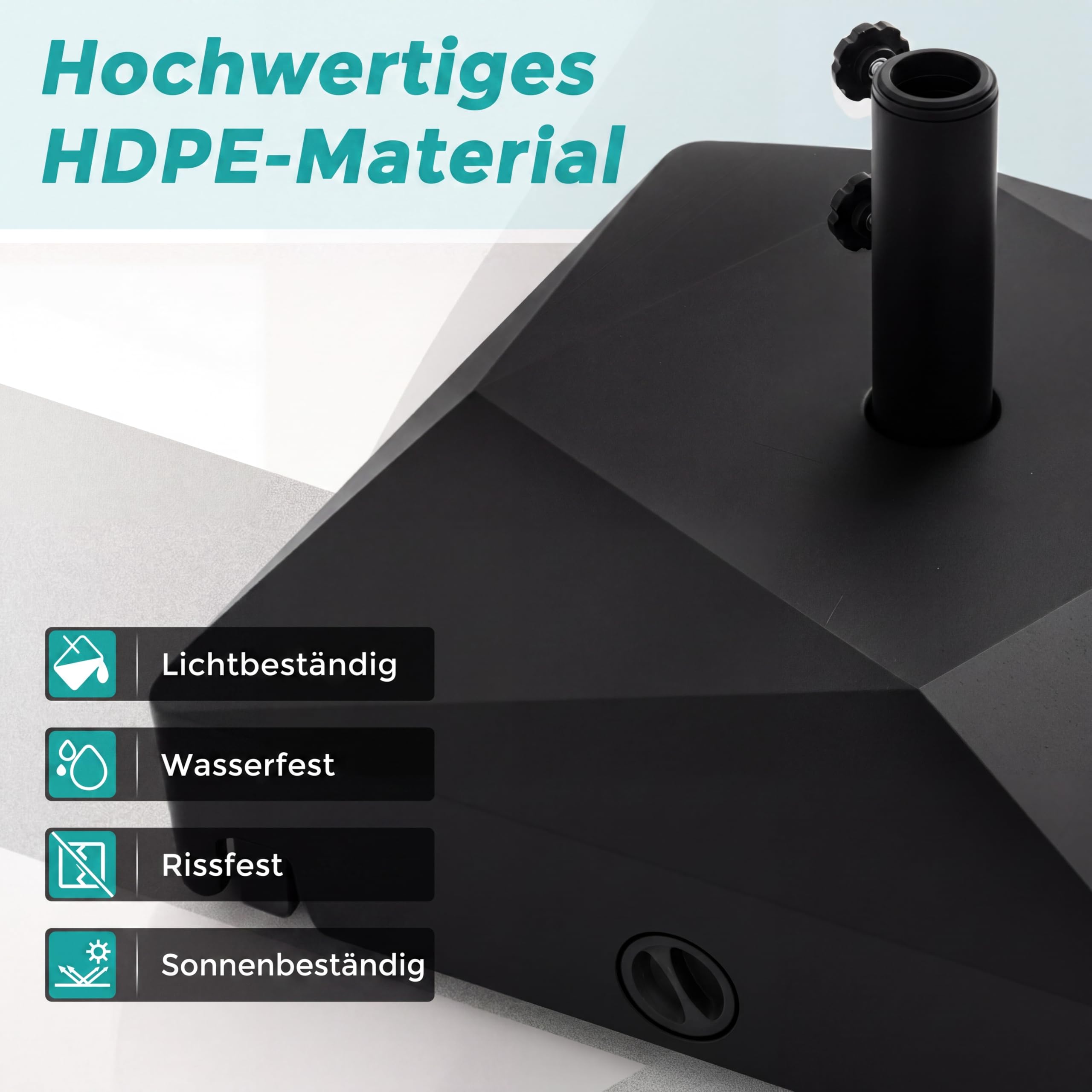 COSTWAY Sonnenschirmständer mit Rollen, Schirmständer befüllbar mit 45 L Wasser oder 65 kg Sand, Marktschirmständer für Schirmstangen von 38/48 mm, Sonnenschirm Ständer für Garten, Balkon, Terrasse