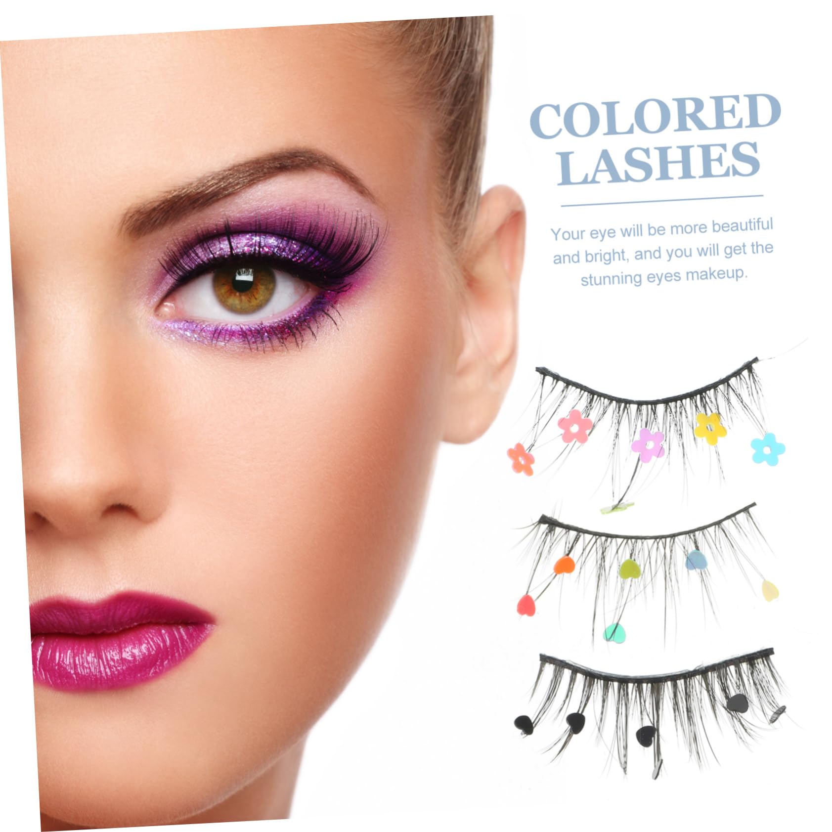 DOITOOL 12paare Und Blumendesign Wimpern Wiederverwendbare Natürliche Falsche Wimpern Mit Pailletten Für Strahlende Augen-make-up-looks