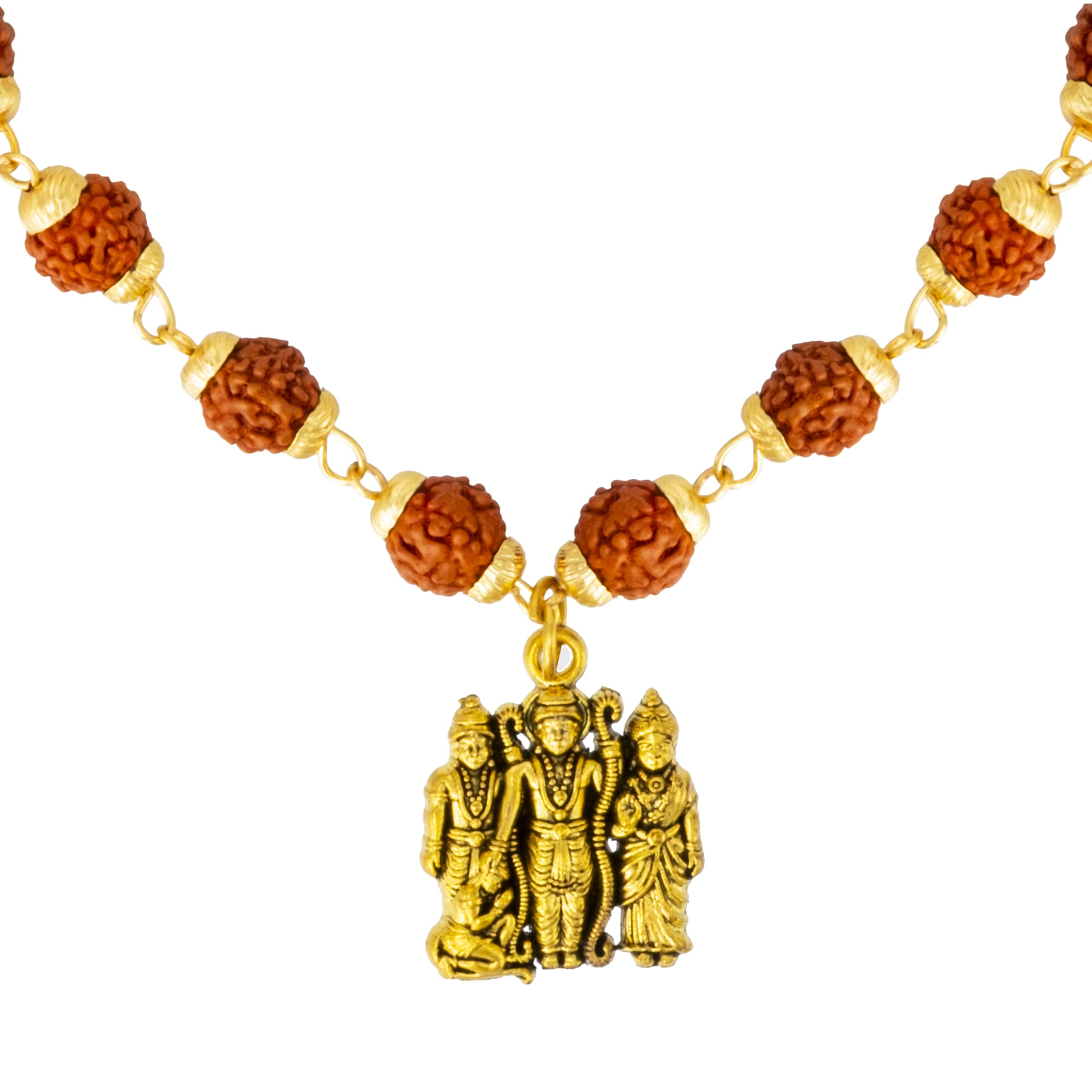 Traditional Gold Plated Lord Shri Ram Parivar Rudraksha Pendant Locket for Men (SJN_324)-image-29