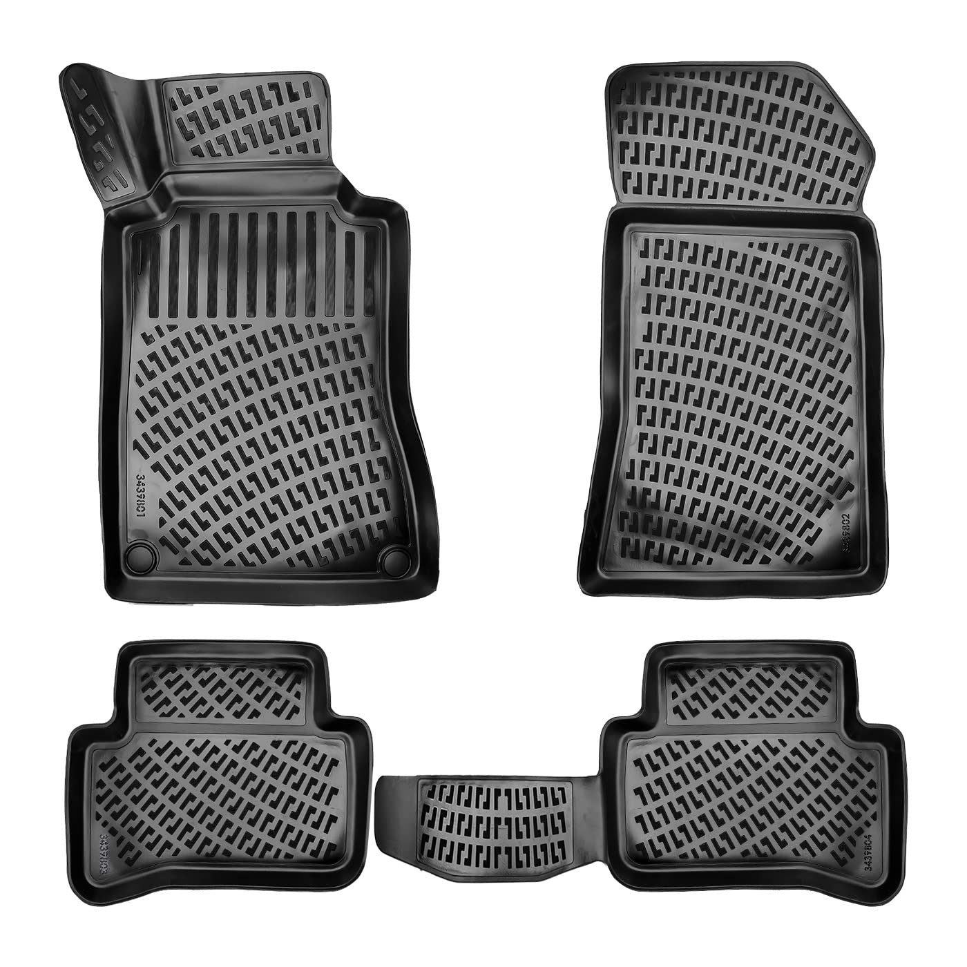 Rizline Dopasowane dywaniki samochodowe 3D kompatybilne z Mercedes klasy C W203 2000 - 2007 akcesoria samochodowe 1. i 2. rząd dywaników gumowych samochodów TPE na każdą pogodę Bezzapachowe antypoślizgowe przód i tył czarne
