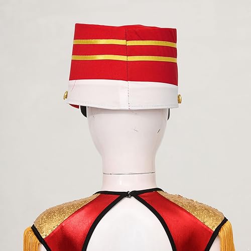 Miniatura 4 de Alvivi Sombrero Majorette para niños, sombrero de soldado de juguete, sombrero de banda de tambor, sombreros de batería para niño y niña, sombrero