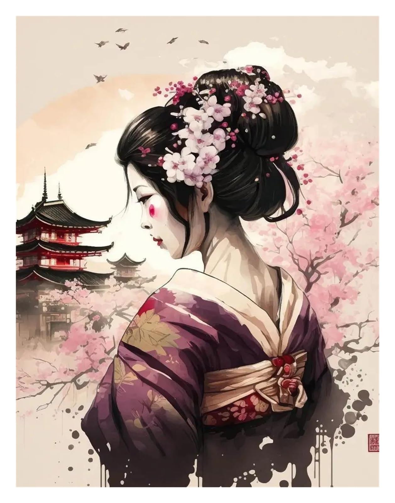 Images De Filles Samouraï Impression Toile Art Mural Déco Nature Salon 50x70cm