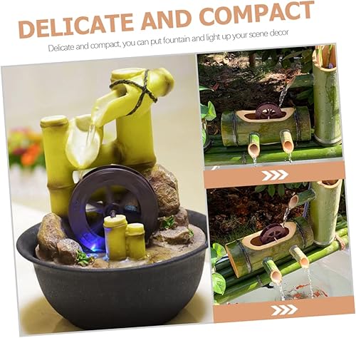Miniatura 9 de Homoyoyo 2 adornos en miniatura para decoración brillante, fuente de jardín zen, mini rueda de agua, accesorios de fuente de agua, modelo de rueda