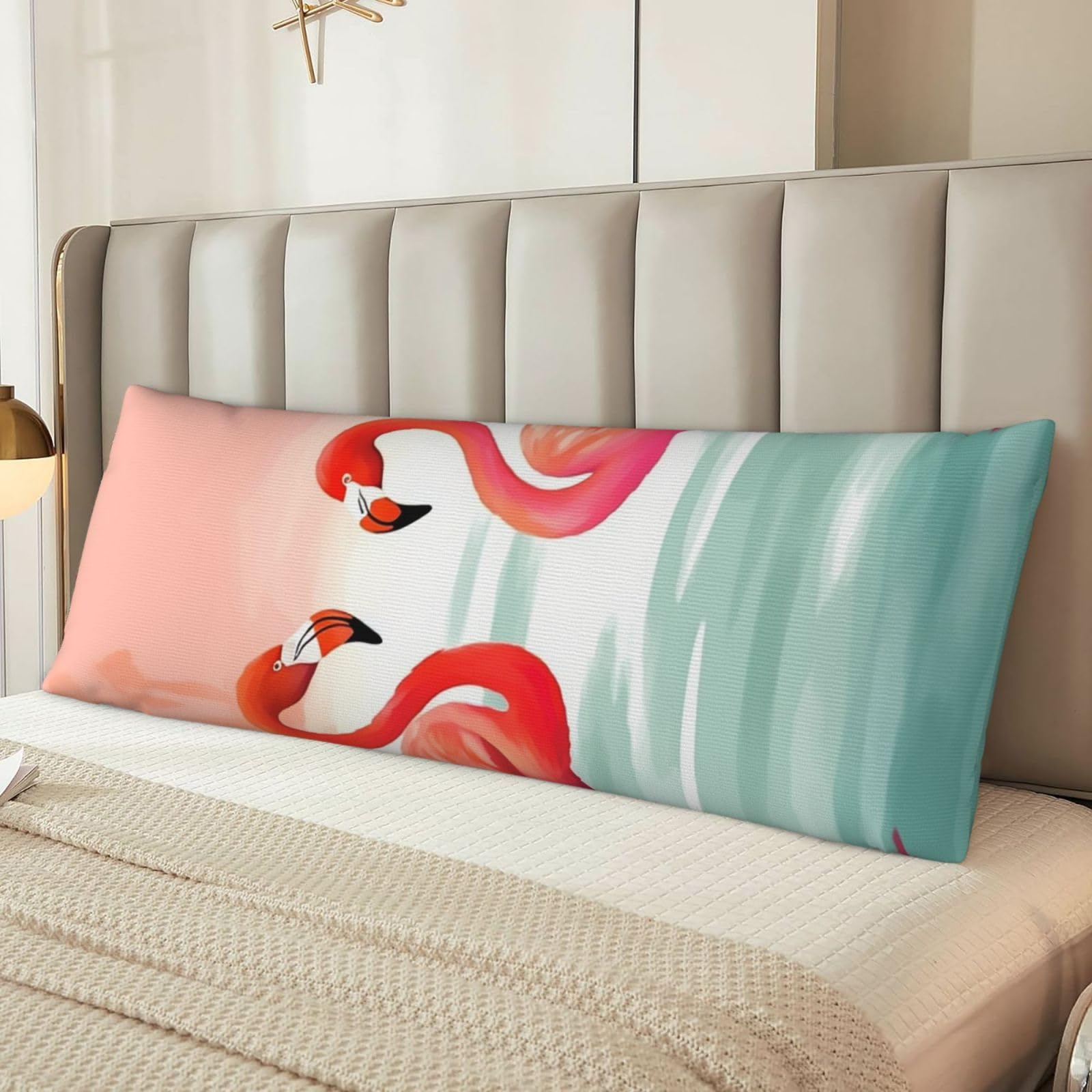 Two Red Flamingos Body Pillow Case Cover, Microfiber Long Pillow Cases, Ultra Soft and Cozy Plush Body Pillowcase Decorative Long Bed Pillow Cover for Sleeping 20x54 Inches