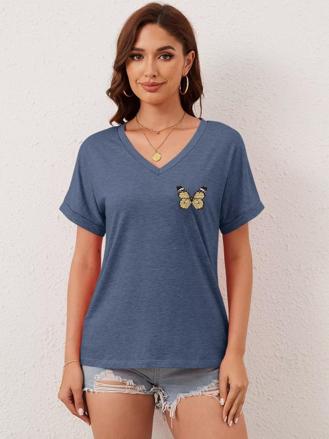 ORANDESIGNE Womens Sunflower Print T Shirts V Neck Graphic Short Sleeve Vintage Tees Summer Casaul Loose Fit Tops - Image 4