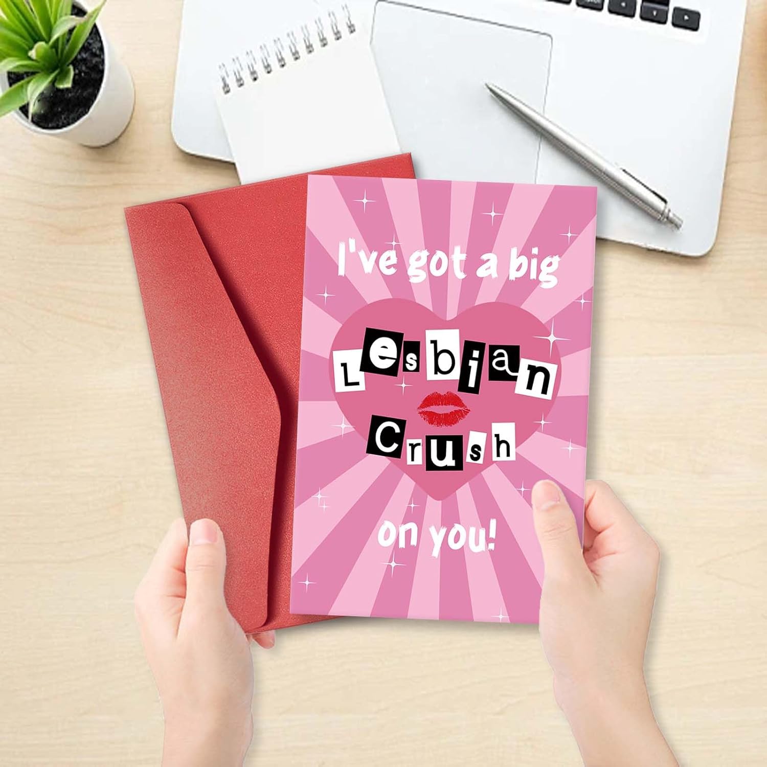 Funny Pop Culture Valentines Card for Women, Naughty VDay Gift for Wife Girlfriend, LGBTQ Valentines Card, Jokey Galentine's Day Gift Idea, I've Got a Big Lesbian Crush On You! - Image 6