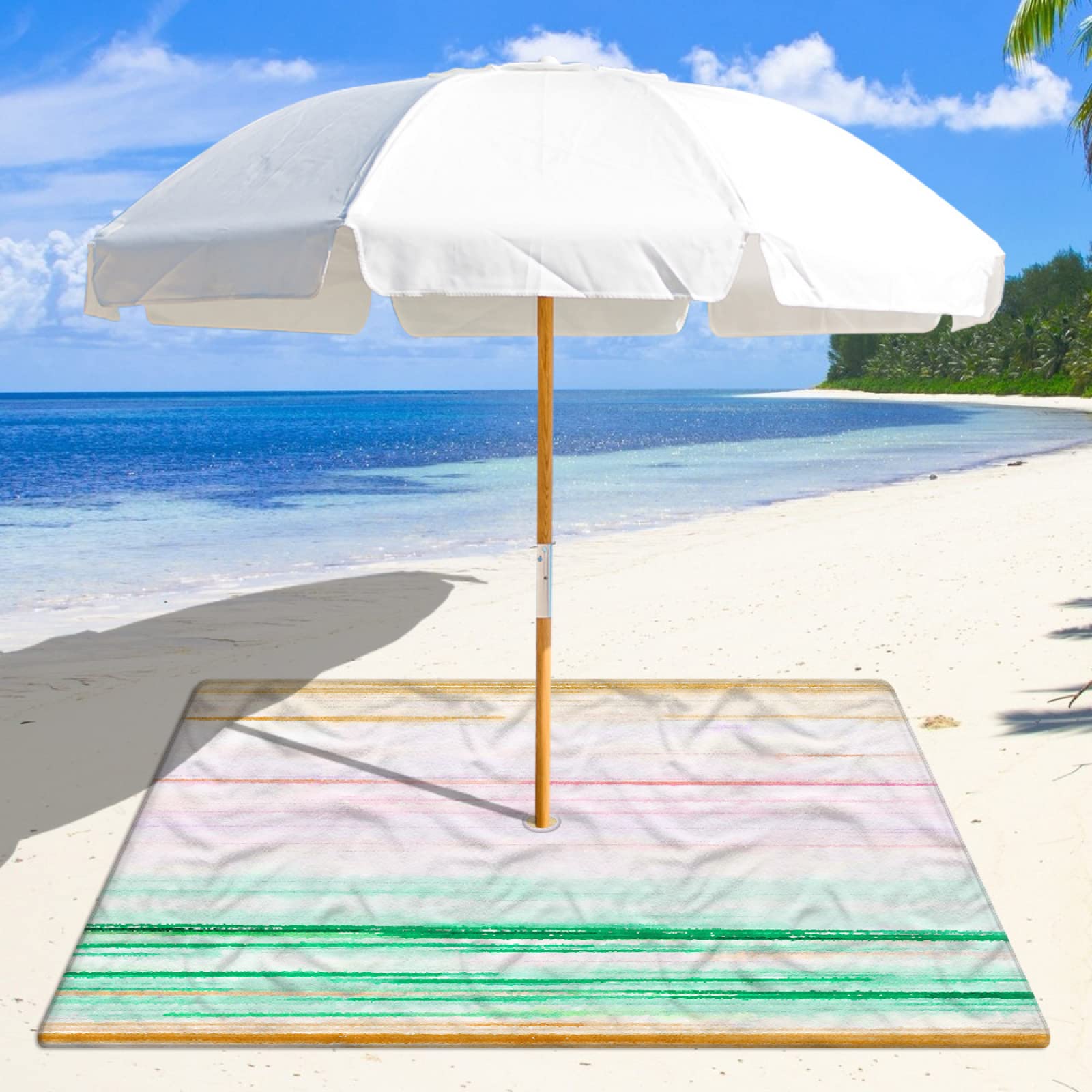 Estera De Pícnic Alfombra De Playa Manta Playa Estera De Playa Color Line Clause Almohadilla Para Sombrilla De Playa Agujero De 8 Cm Más Botón A Presión Almohadilla De Playa De Terciopelo De Doble Car