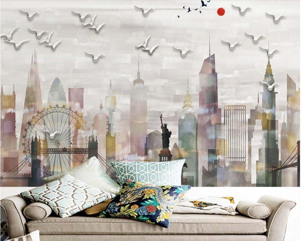 Amazon Yosot 抽象的なシティリバティモダンな 3dの壁紙に設定するには、リビングルームのテレビウォールキッチンキッズ・ルーム