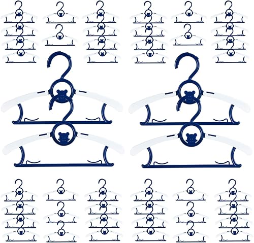 Paquete de 40 perchas para bebé, color azul oscuro, plástico, resistentes, antideslizantes, ahorran espacio, antideslizantes, para colgar ropa,