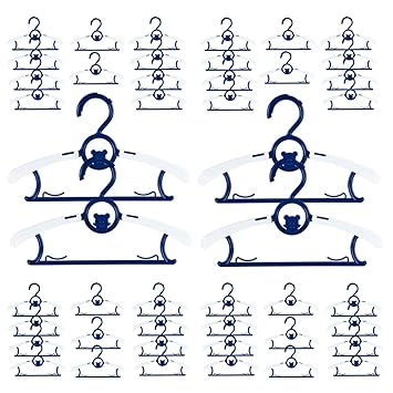 40 Pack Baby Hangers for Closet Plastic Kids Hangers Clothes Space Saving Hangers Non Slip Extendable Baby Hangers for Nursery Toddler Heavy Duty Clothing Hangers, Bulk