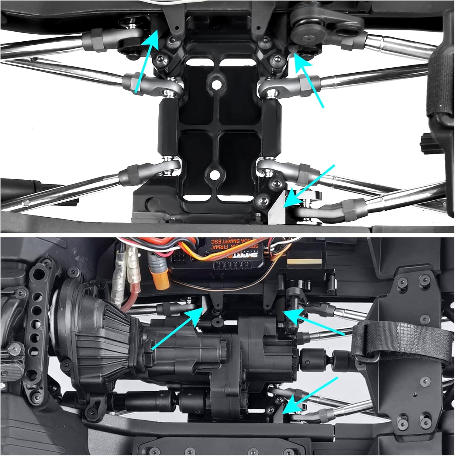Aluminum Center Transmission Skid Plate Mount Chassis Center Skid Plate with Tie Rod Linkage Skid Plate Link Mounts for Axial SCX10 III AXI03007 AXI03006 1/10 RC Crawler Upgrades