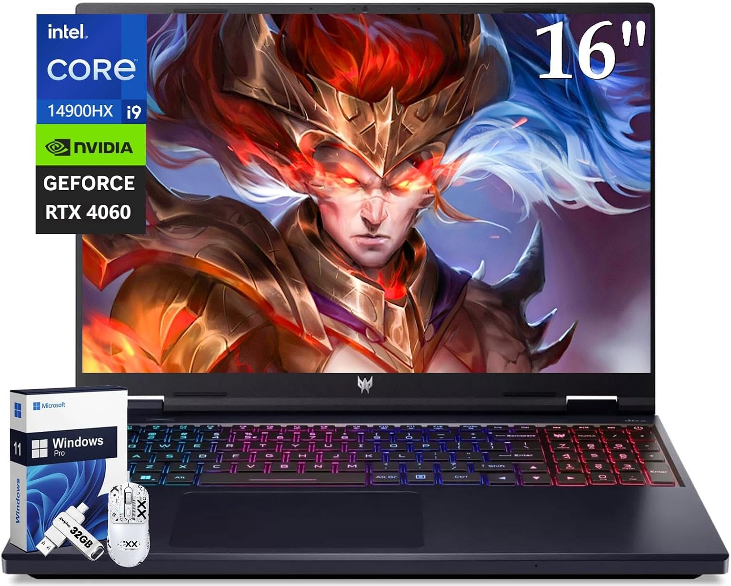 acer Predator Helios Neo 16 Gaming Laptop RTX 4060, Intel i9-14900HX Up to 5.80 GHz, 16″ 1920 x 1200 IPS 165Hz, 32 GB DDR5 RAM, 1 TB SSD, GeForce RTX 4060, Windows 11 Pro, Patented Mouse