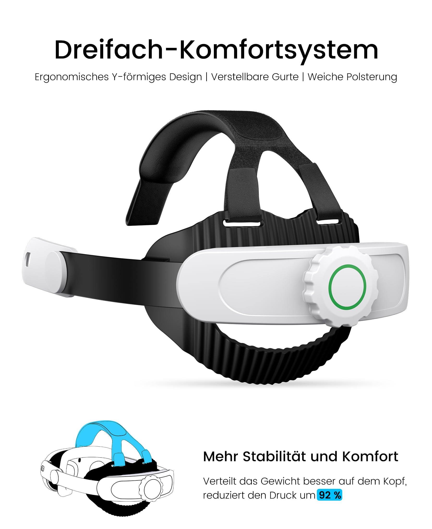 Headstrap für Meta Quest 3 mit 10000mAh Akku, Elite Strap Zubehör für Meta Quest 3S, Kompatibel mit Quest 2/3/3S