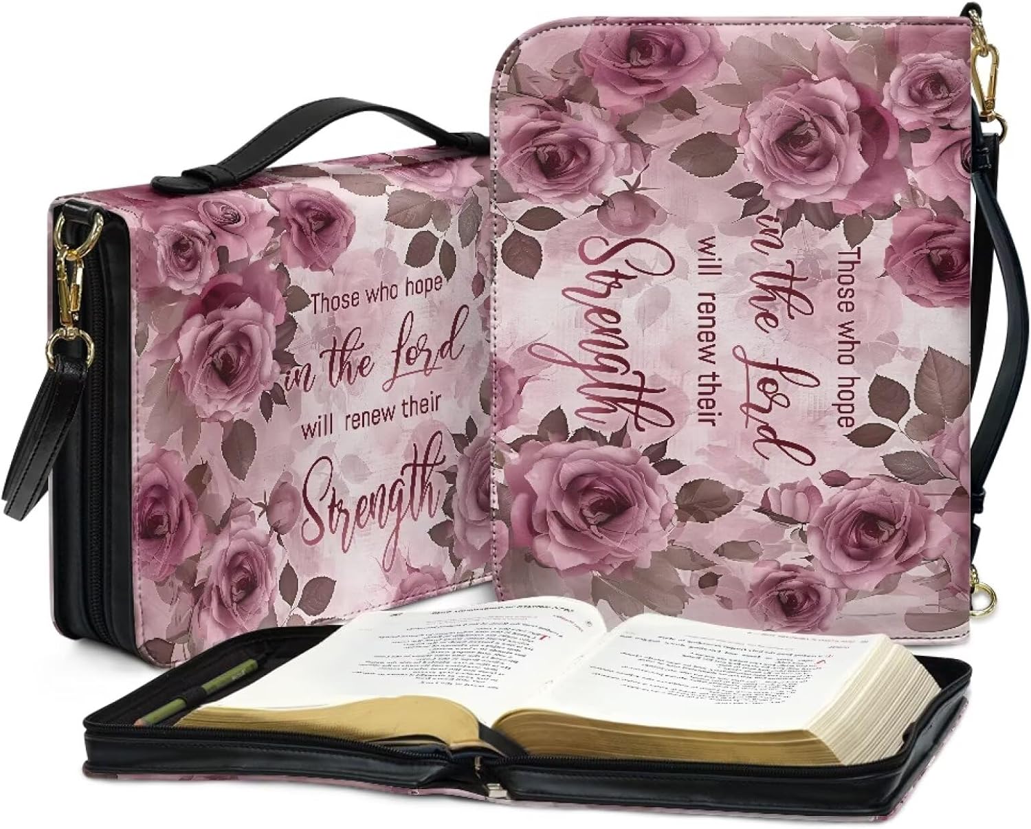 Bible Cover for Women Men Waterproof Crossbody Bag with Handle Tote Bag for Pens, Highlighters M-2XL