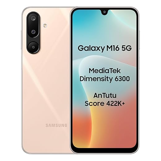 Samsung Galaxy M16 5G (Thunder Black, 6GB RAM, 128 GB Storage) | MediaTek Dimensity 6300 | AnTuTu Score 422K+ | Super Amoled Display | 25W Fast Charging | 6 Gen. of OS Upgrades | Without Charger