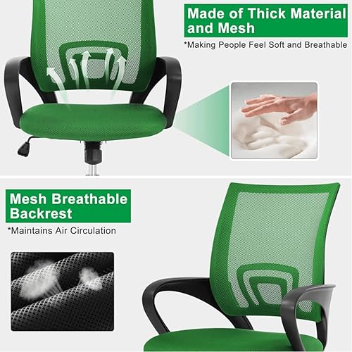 Miniatura 4 de Silla de oficina en casa, silla de escritorio de malla, silla ergonómica para computadora con soporte lumbar y reposabrazos, sillas de oficina