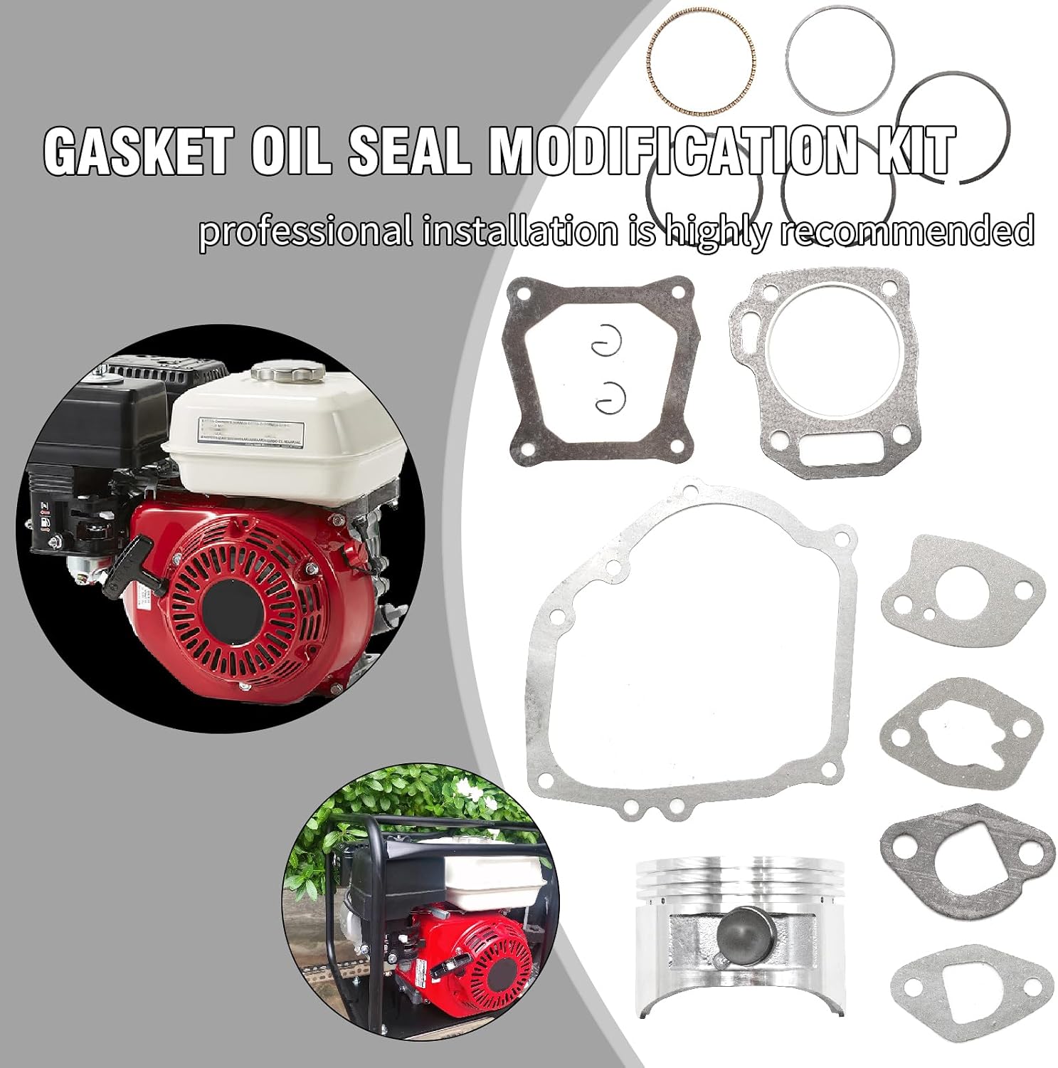 3101-ZF7-010 68MM Engine Piston Ring Repair Kit, Replacement for Honda GX160 5.5HP Gas Engine Generator Water Pump, Replaces 13101-ZH8-010 91201-Z0T-801