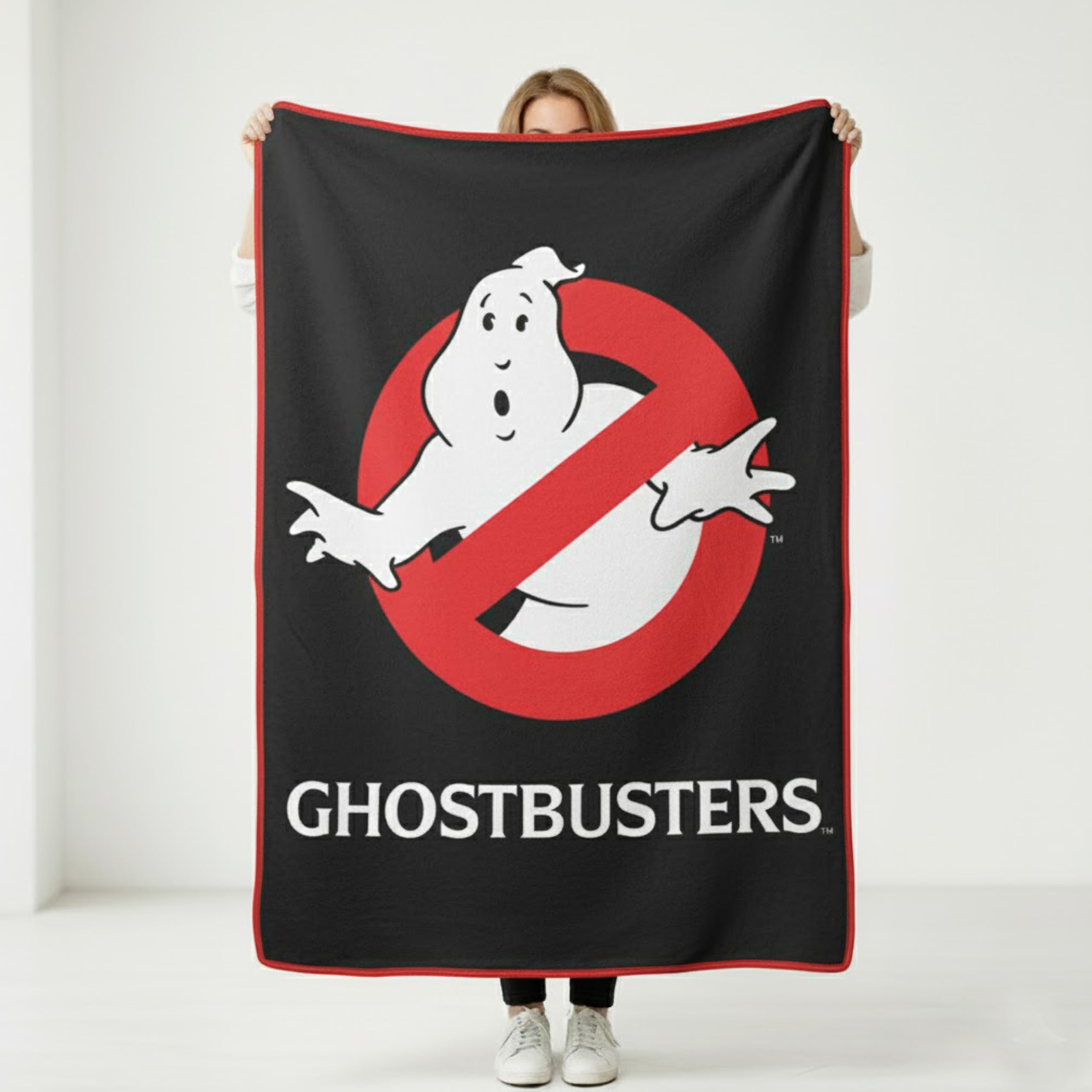Silver Buffalo Fleece-Überwurf, Ghostbusters No Ghost Movie Logo, 114,3 x 152,4 cm, weiche und gemütliche Decke, 180 g/m²