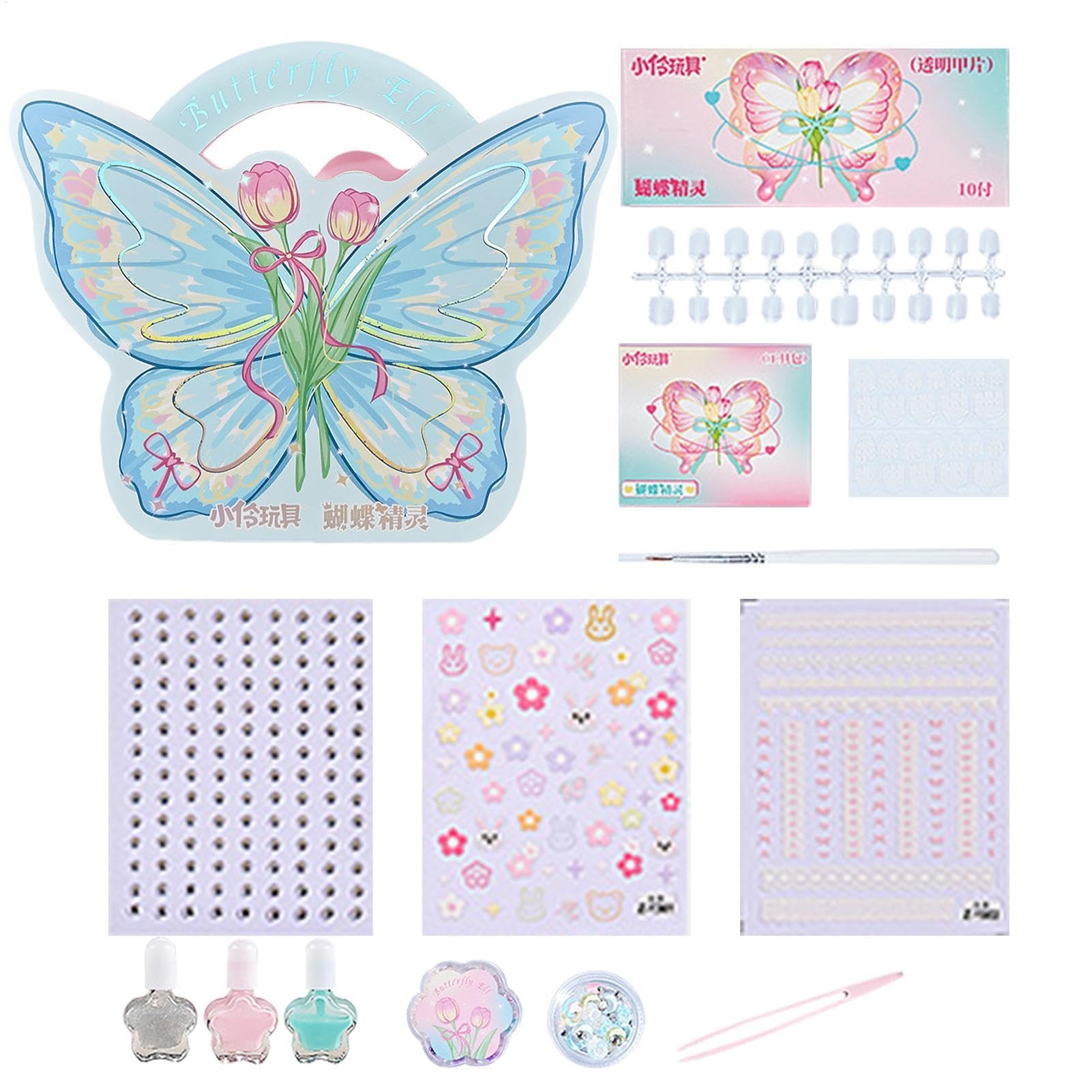 Juego de decoración de uñas para niños, kit de decoración de esmalte de | uñas multiusos para Navidad, Día del Niño, cumpleaños