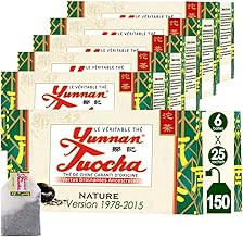 Yunnan tuocha – 100% Natural tuocha Tea – Cholesterol Regulates & Draining – 150 Sachets (6 x 25) – 300 g – Original Yunnan Guarantee (Elegance – Version 1978-2015)