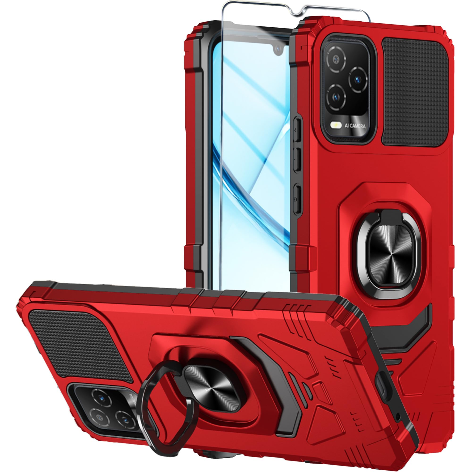 Coque BLU View 5 Pro rouge double couche avec verre trempé - 8