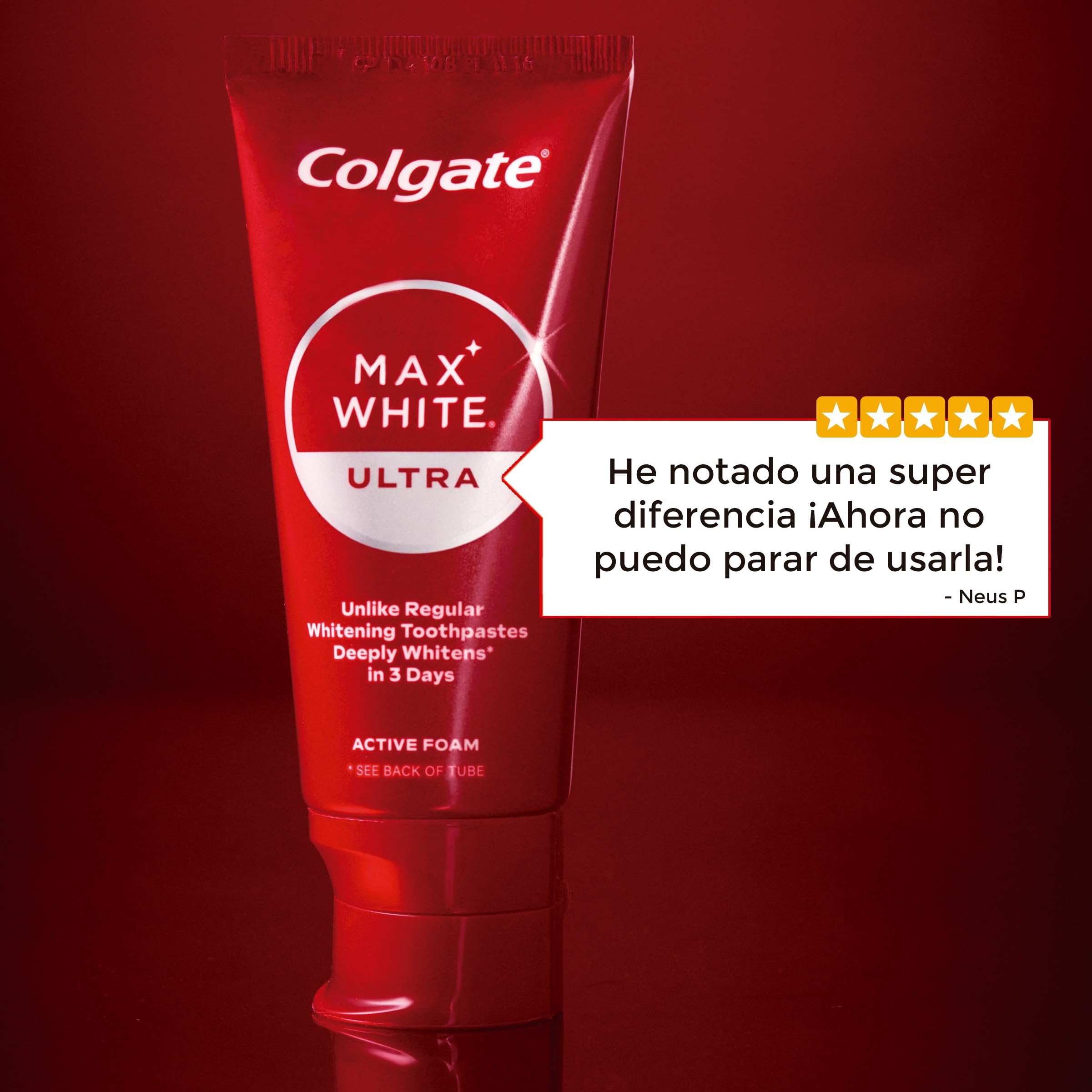 COLGATE Max White Ultra Active Foam Pasta de Dientes Blanqueadora con Flúor, 50ml, Dentífrico Blanqueador Seguro con el Esmalte, Elimina Manchas Profundas* — view 16