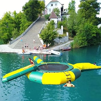 PVC Inflatable Water Trampoline, Lake Trampoline, Jumping Platform with Slide/Tube/Jumping Pillow Bag, Leisure Trampoline, Water Jumping Bag, Trampoline Water Toy