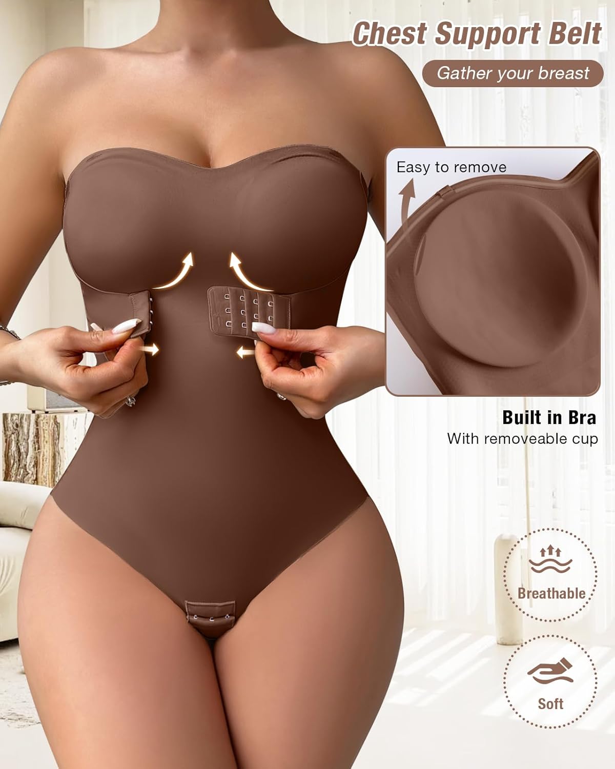 Shapewear Bodysuit Tummy Control Strapless Bra Shapewear for Women Strapless Faja Body Shaper Thong Light Shapewear - Image 4