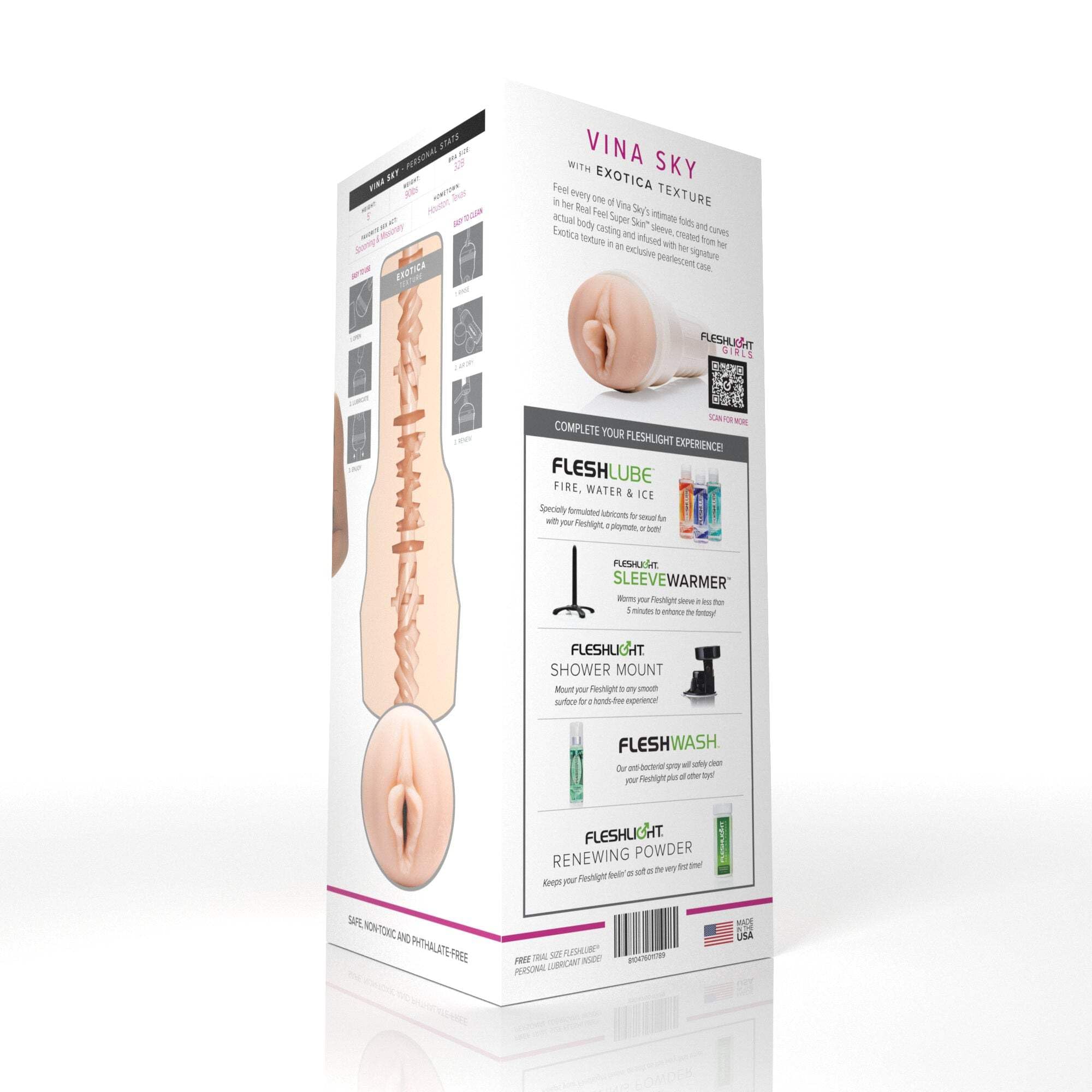Fleshlight - Vina Sky Vivacious - masturbateur discret et stable en matériau SuperSkin réaliste