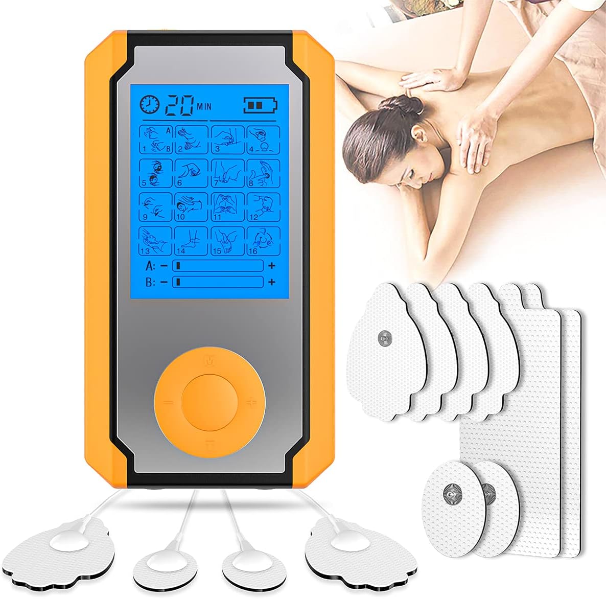 Luxury TENS EMS Unit Muscle Stimulator - 16 Modes, Dual channel - Back, Shoulder, Neck, Sciatica - Max Power Pain Relief Device - Rechargeable Physical Therapy Equipment : Health & Household