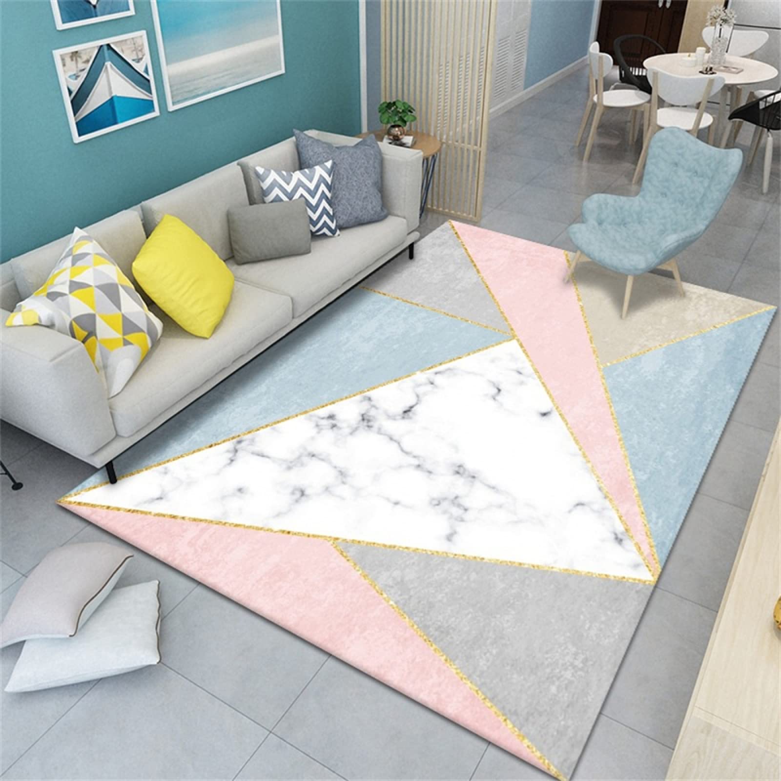 Tapis balcon multicolore 80x160cm moquette extérieur terrasse moderne géométrique
