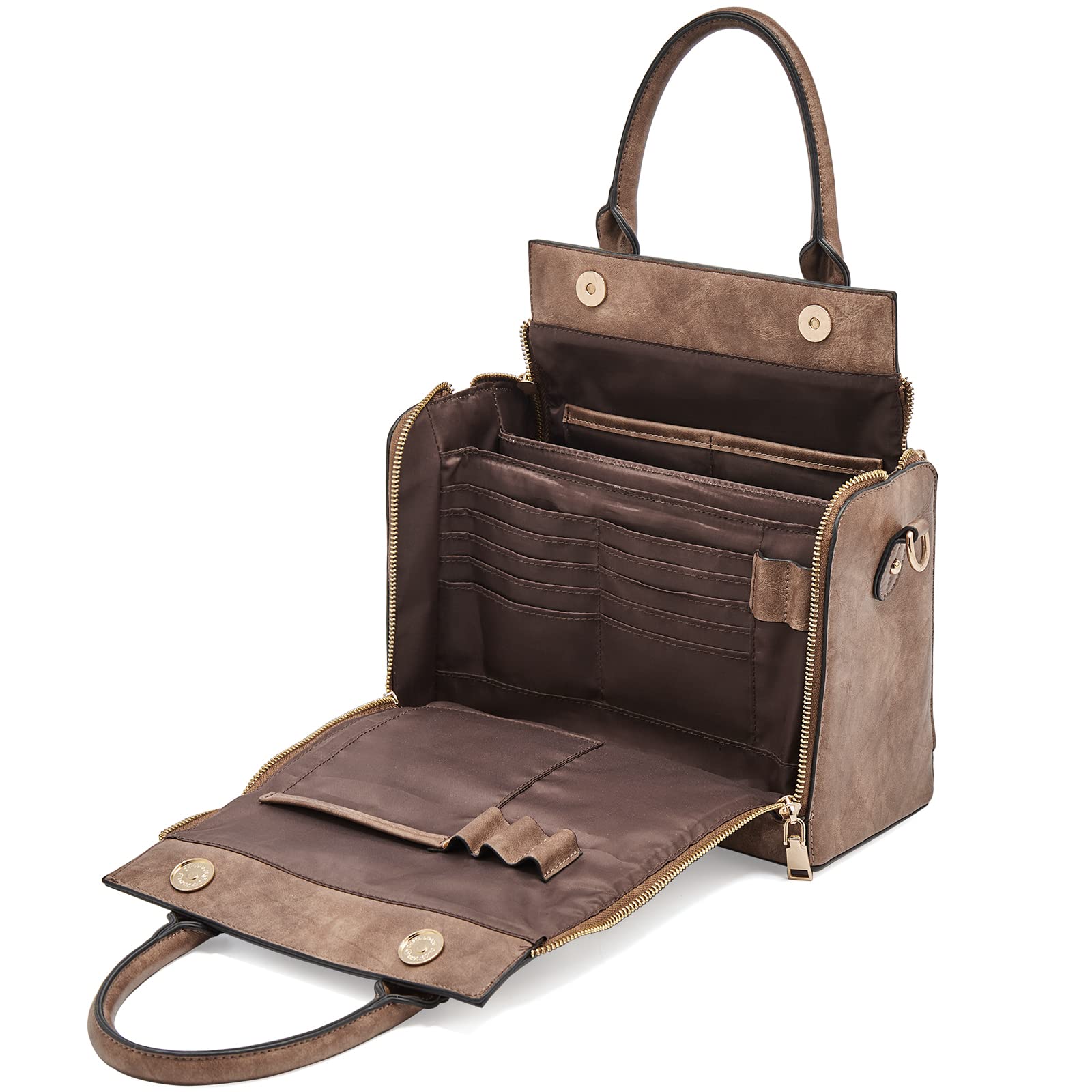 FOXLOVERVegan Leather Satchel Handbags for Women Multifunctional Top Handle Purse Ladies Leather Crossbody Shoulder Bags